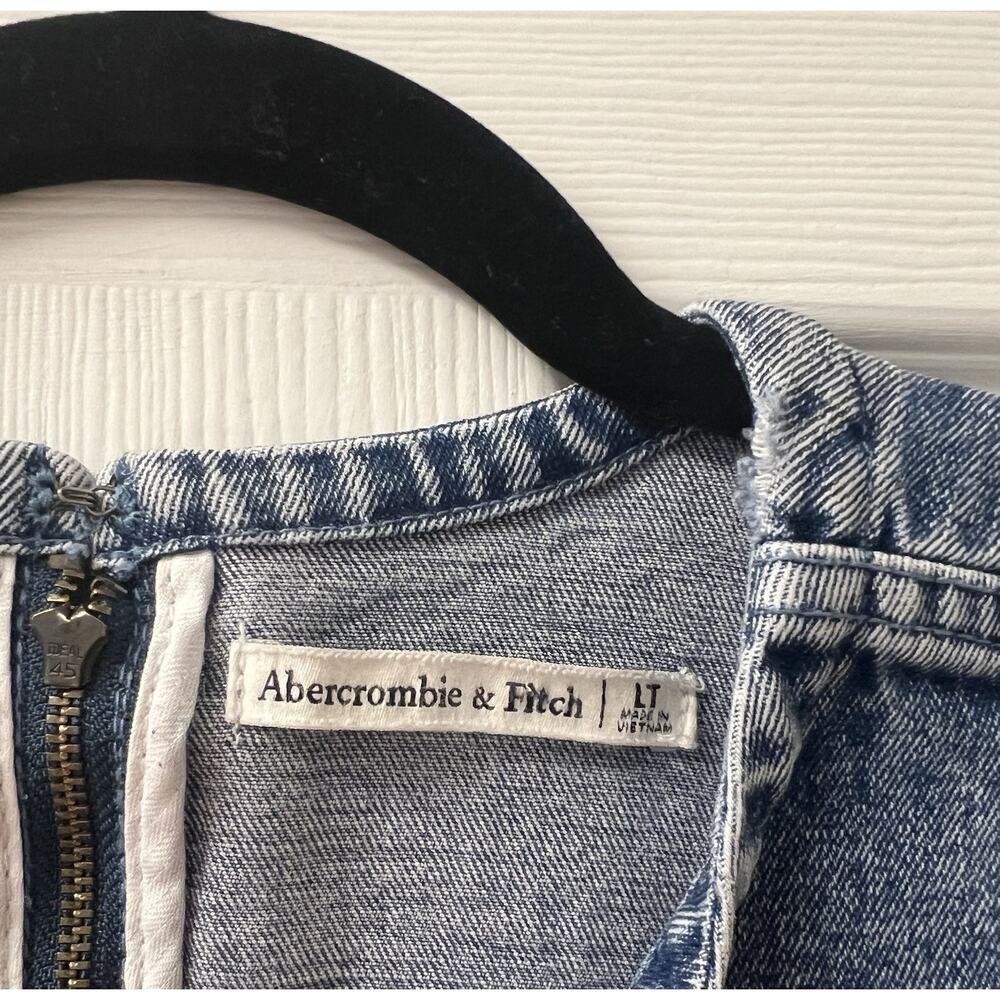 Abercrombie & Fitch Sleeveless Shell Denim Mini Dress - Size LT Large Tall - Picture 4 of 6